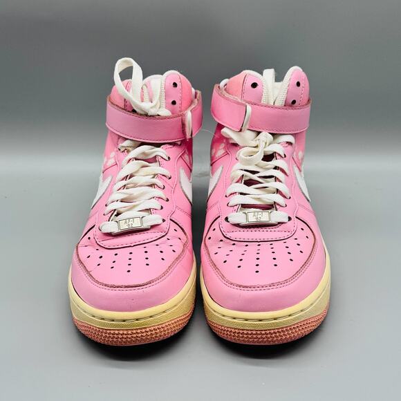 Nike Shoes Womens 6 Pink Air Force 1 High Top Floral Ankle Strap AF1 Sneakers - Picture 3 of 11